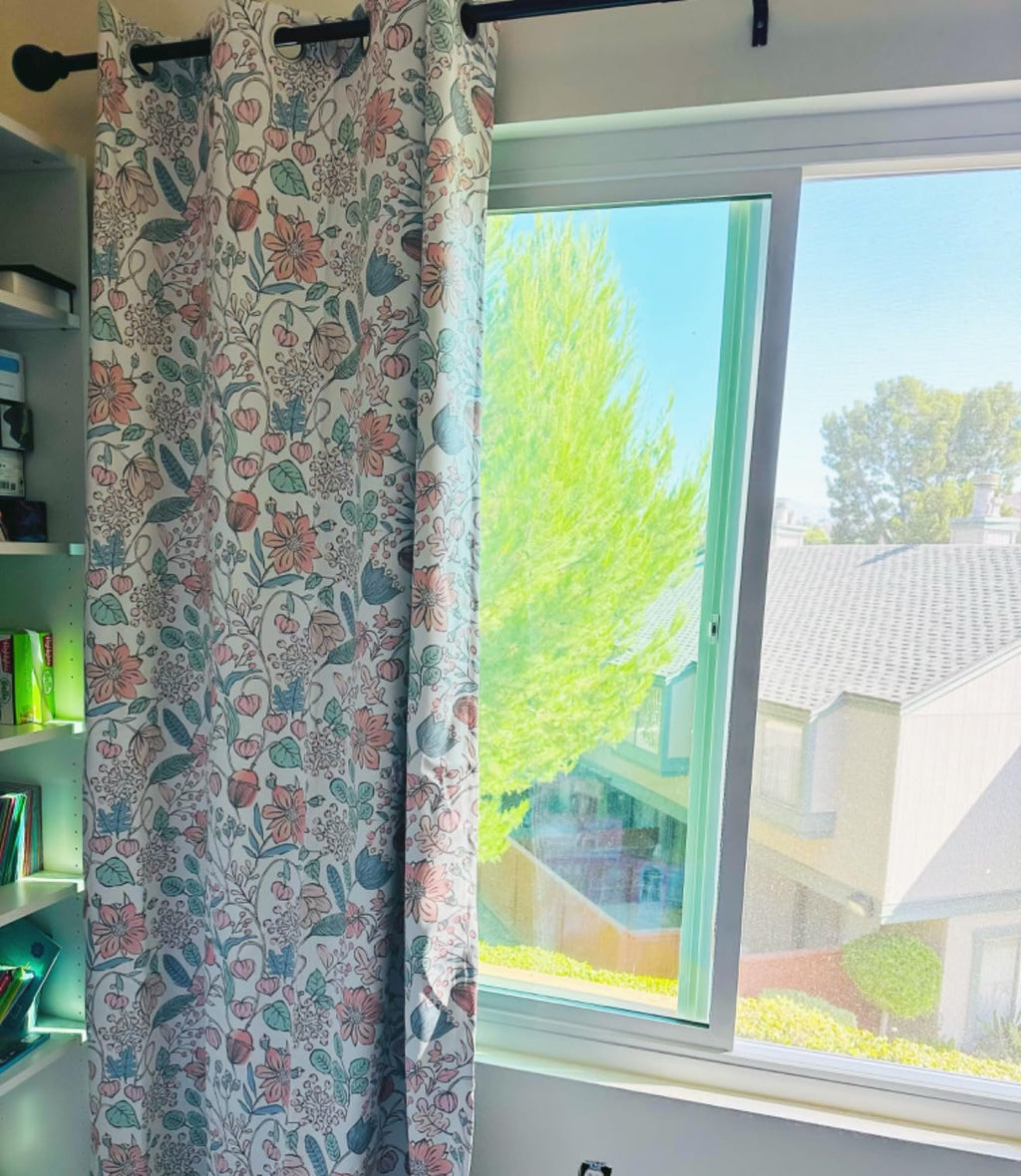 3dgiftroom Pink Floral Blackout Curtains 84” Set