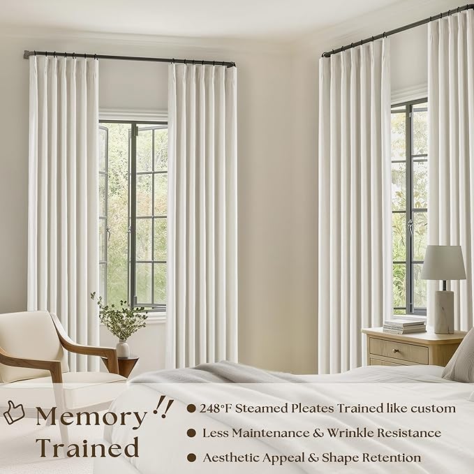 3dgiftroom Neutral Linen Pinch Pleated Curtains 84”