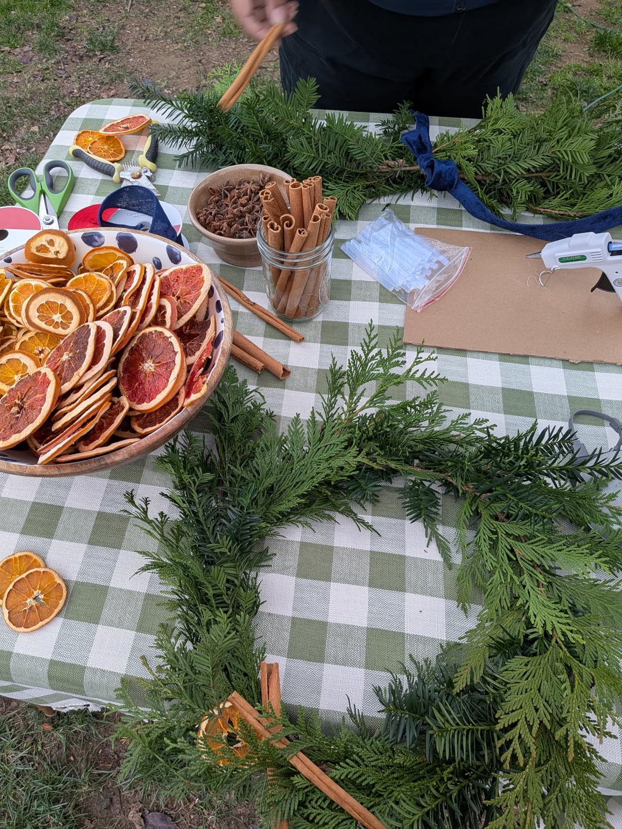 3dgiftroom Sage Gingham Tassel Tablecloth 55x84