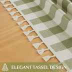 3dgiftroom Sage Gingham Tassel Tablecloth 55x84