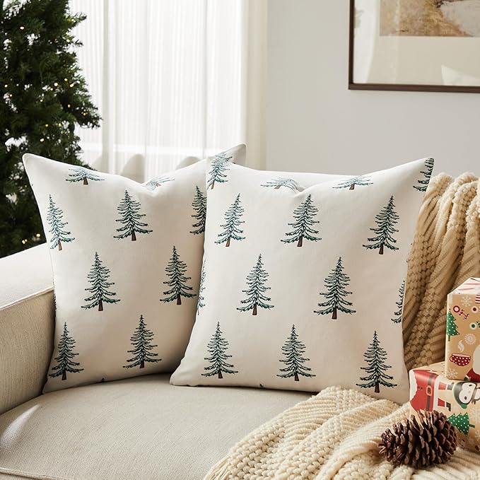 3dgiftroom Cotton Christmas Tree Pillow Covers Set