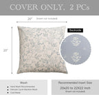 3dgiftroom Coastal Blue Floral Cotton Pillow Covers Set