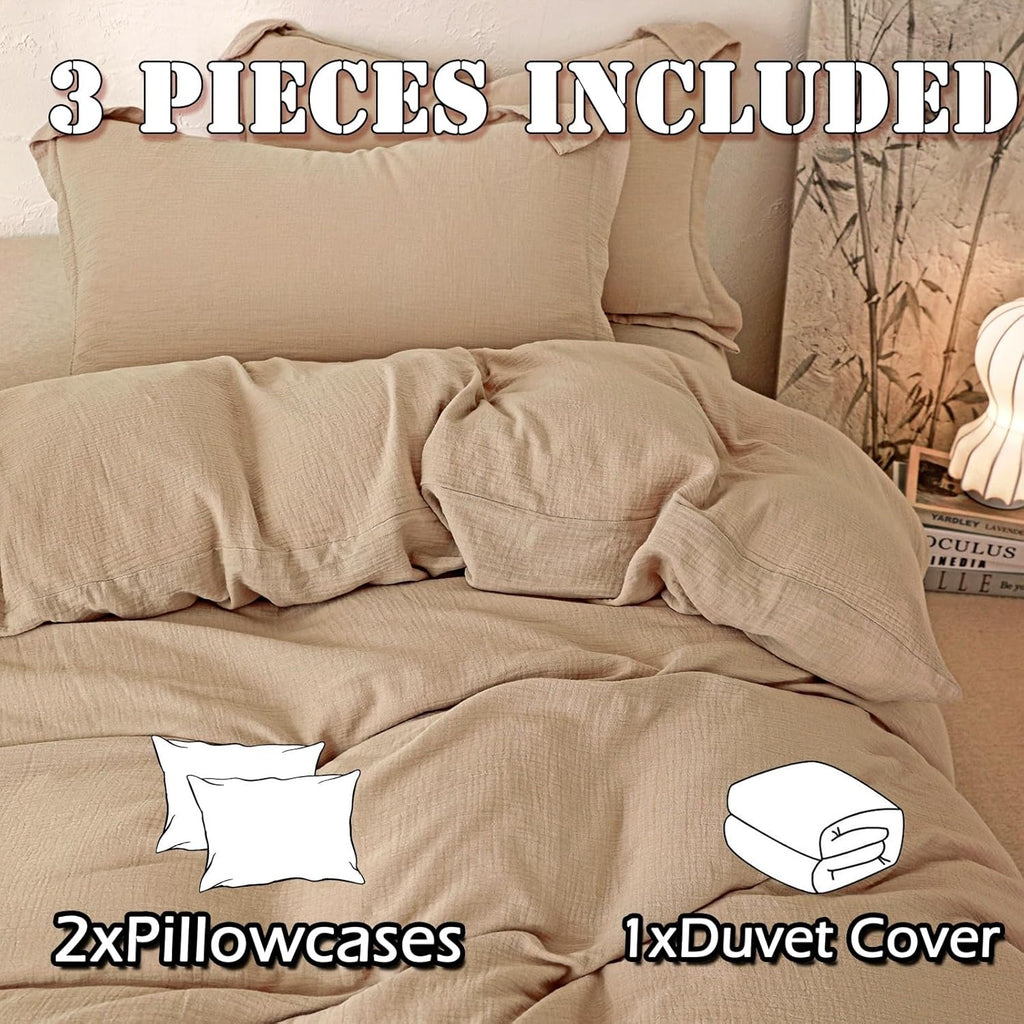 3dgiftroom Cotton Muslin Duvet Cover Set Queen 3PCS