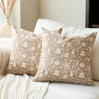 3dgiftroom Neutral Block Print Cotton Pillow Covers Set