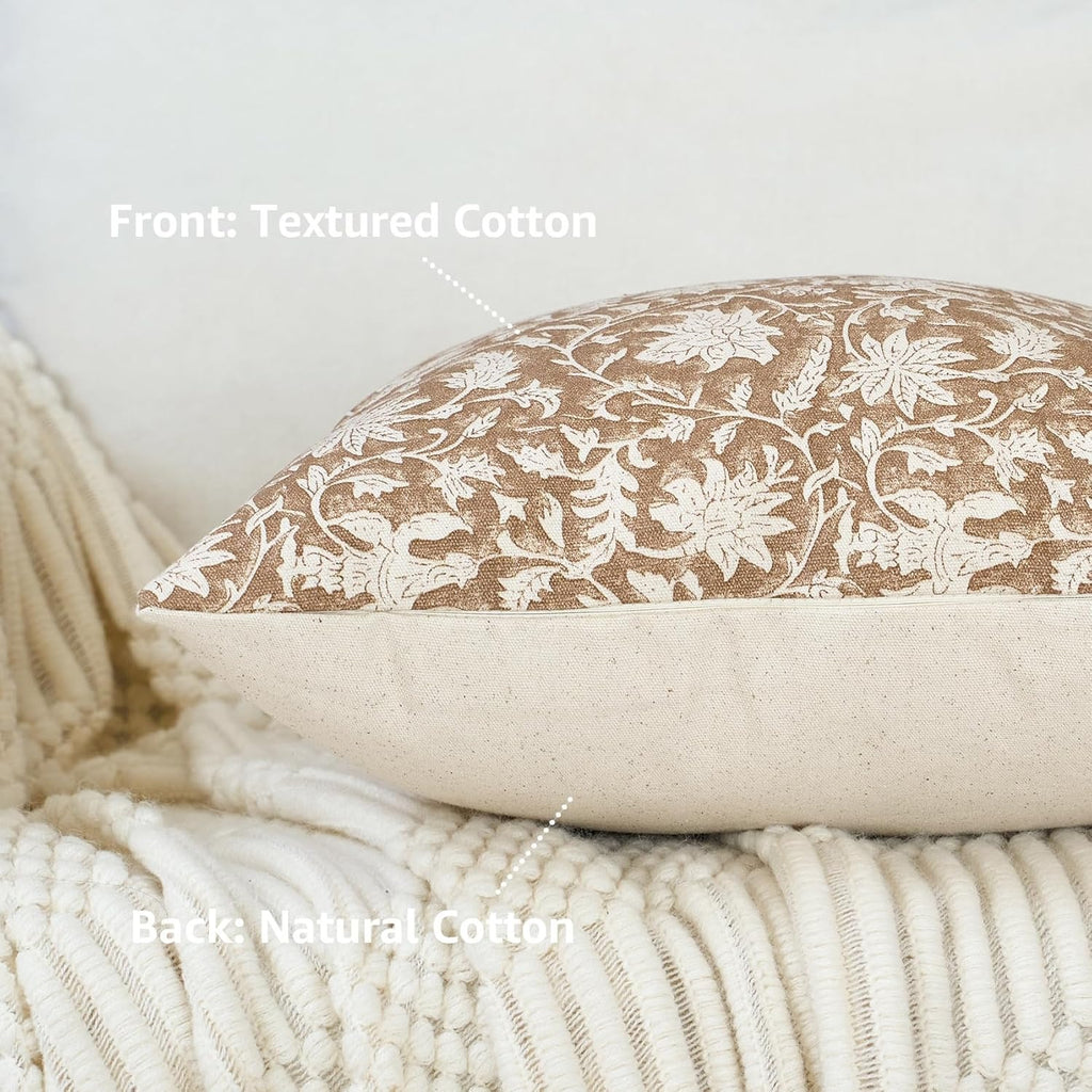 3dgiftroom Neutral Block Print Cotton Pillow Covers Set