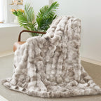 3dgiftroom Faux Rabbit Fur Bubble Throw Blanket 50x60