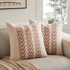 3dgiftroom Cotton Terracotta Leaf Pillow Covers Set