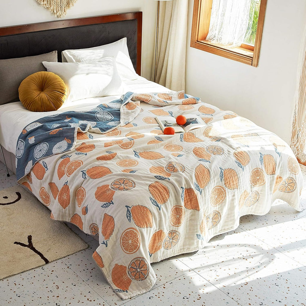 3dgiftroom 4-Layer Cotton Muslin Throw Blanket