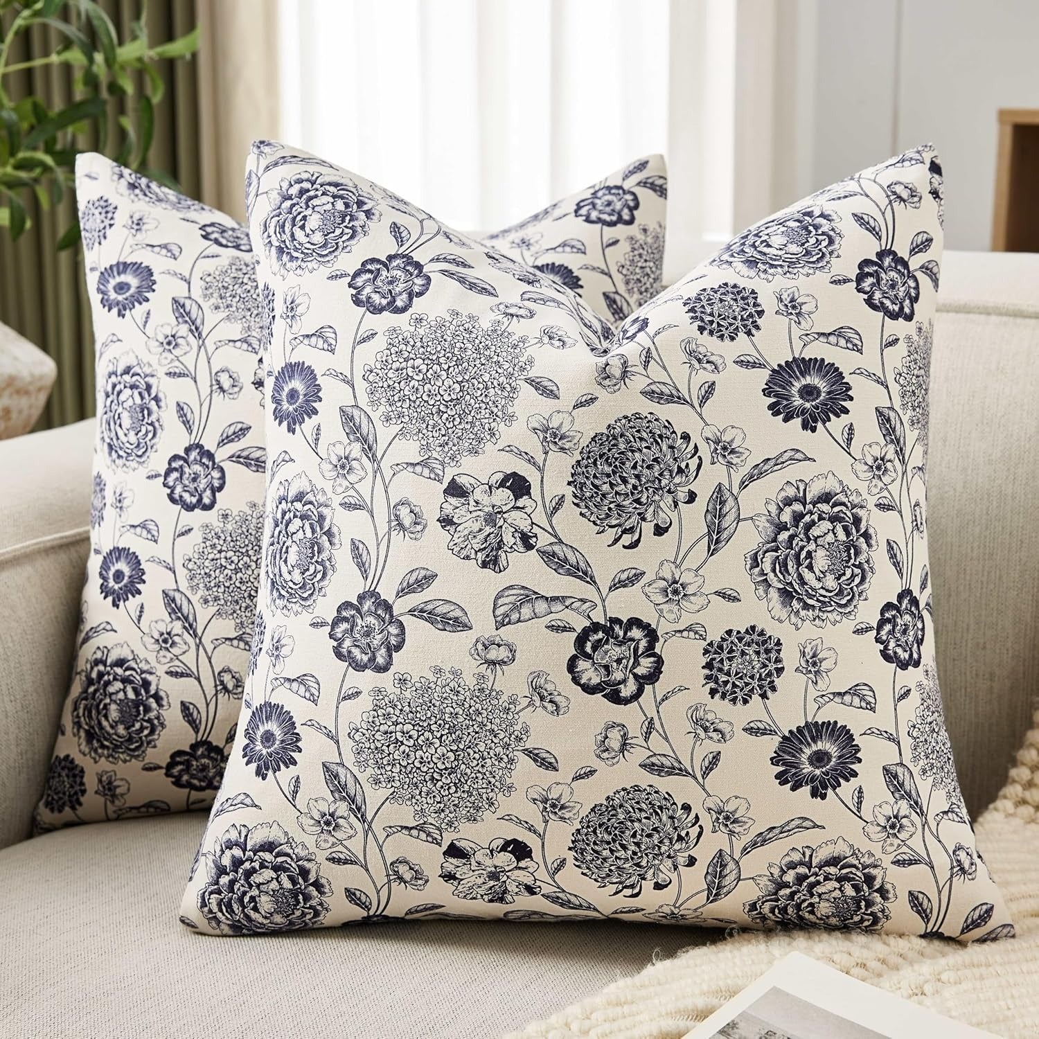 3dgiftroom Cotton Botanical Pillow Covers Set of 2