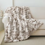 3dgiftroom Faux Rabbit Fur Bubble Throw Blanket 50x60