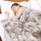 3dgiftroom Faux Rabbit Fur Bubble Throw Blanket 50x60