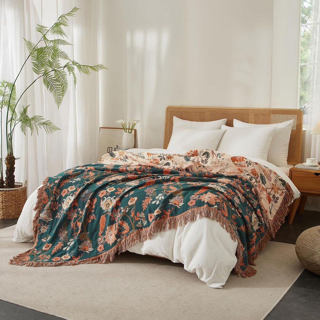 3dgiftroom Boho Cotton Muslin Throw Blanket 60x80