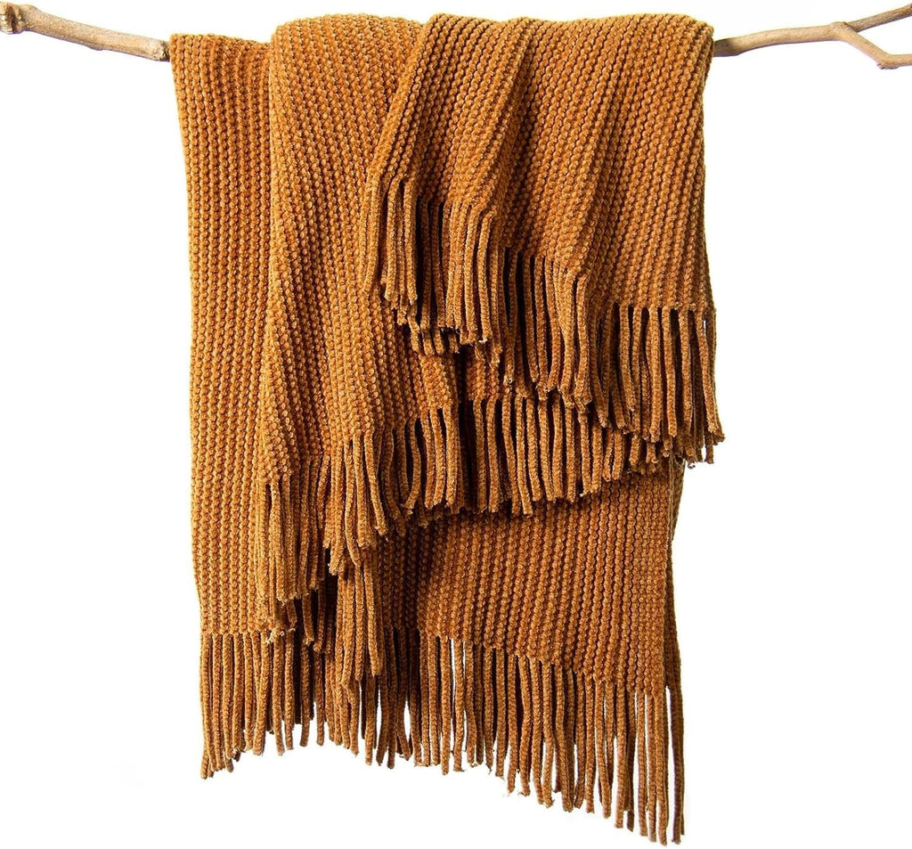3dgiftroom Boho Chenille Knit Throw Blanket 50x60