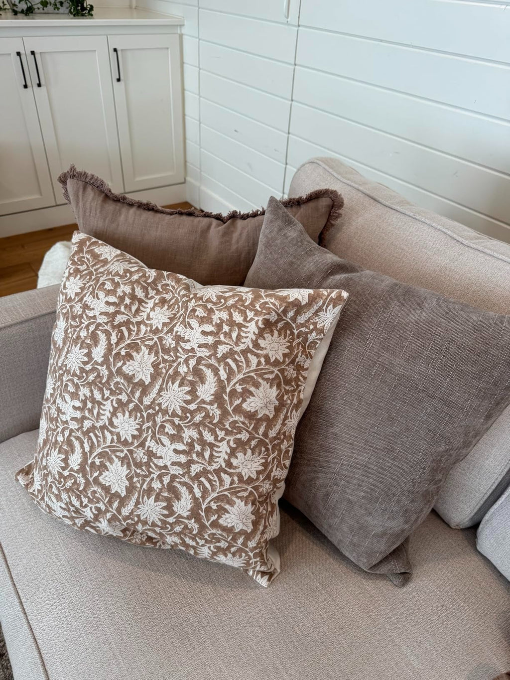 3dgiftroom Neutral Block Print Cotton Pillow Covers Set