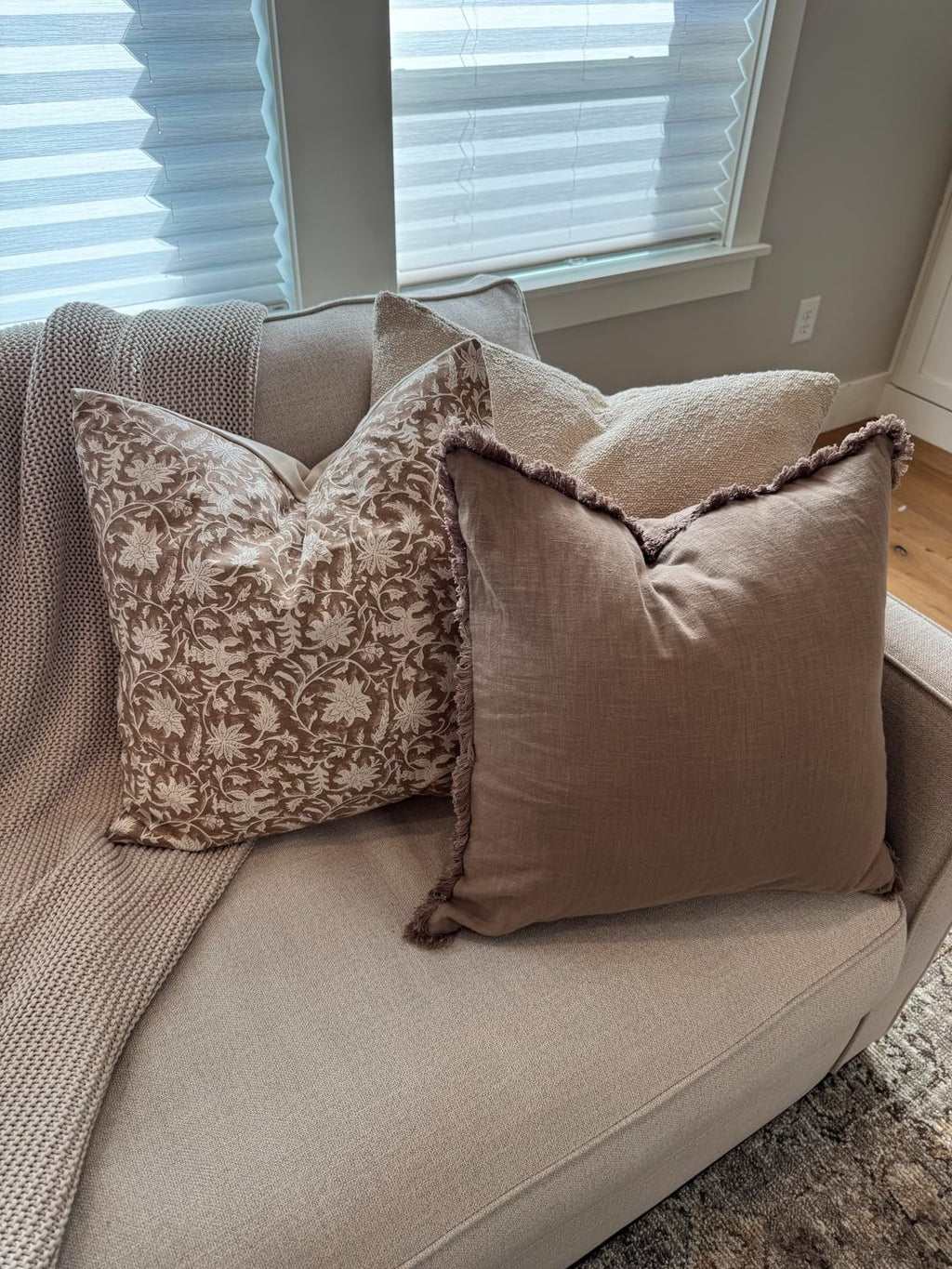 3dgiftroom Neutral Block Print Cotton Pillow Covers Set